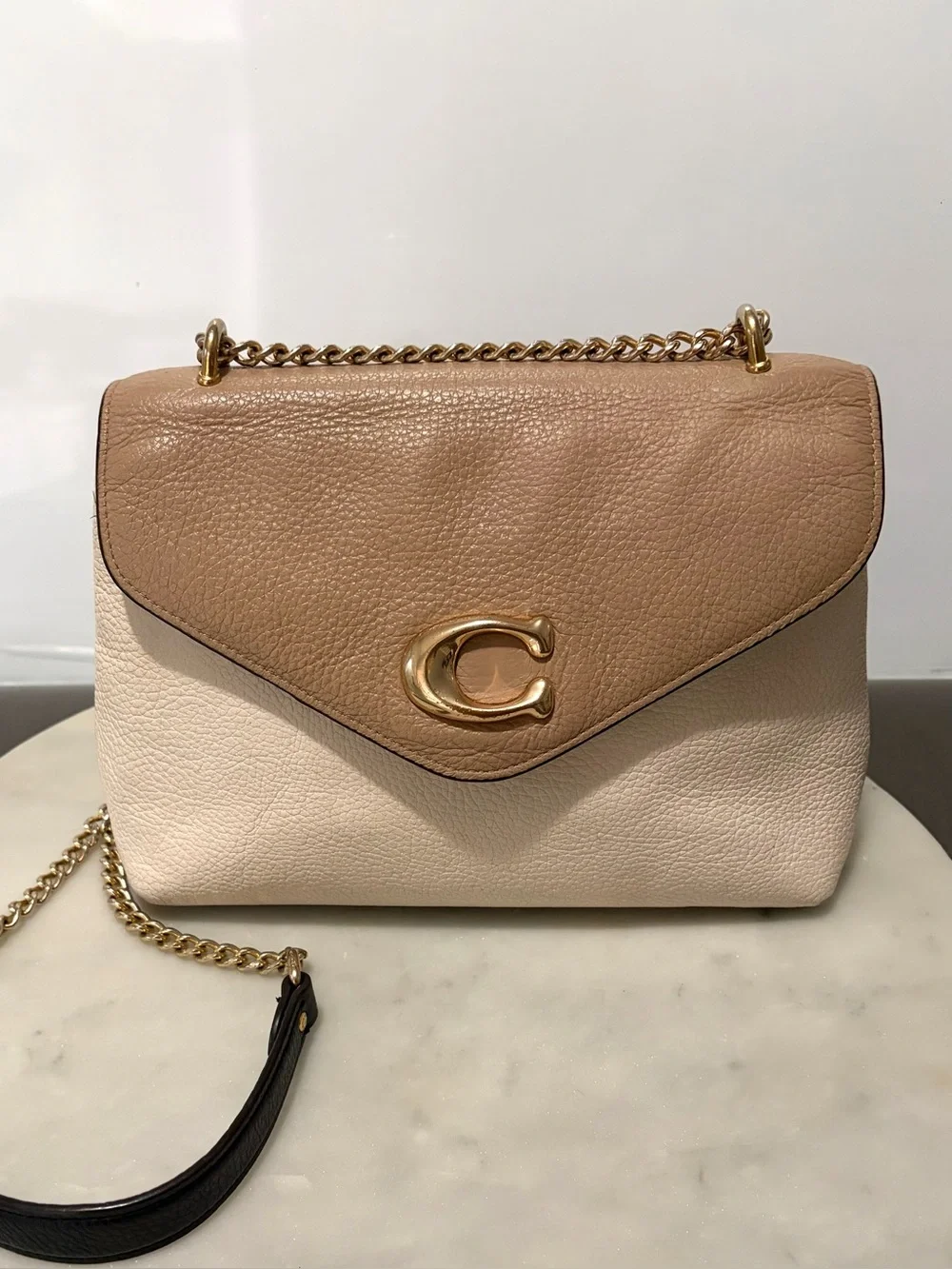 COACH TAMMIE Shoulder Bag C6786 Chain Crossbody Pebble Leather Handbag Purse